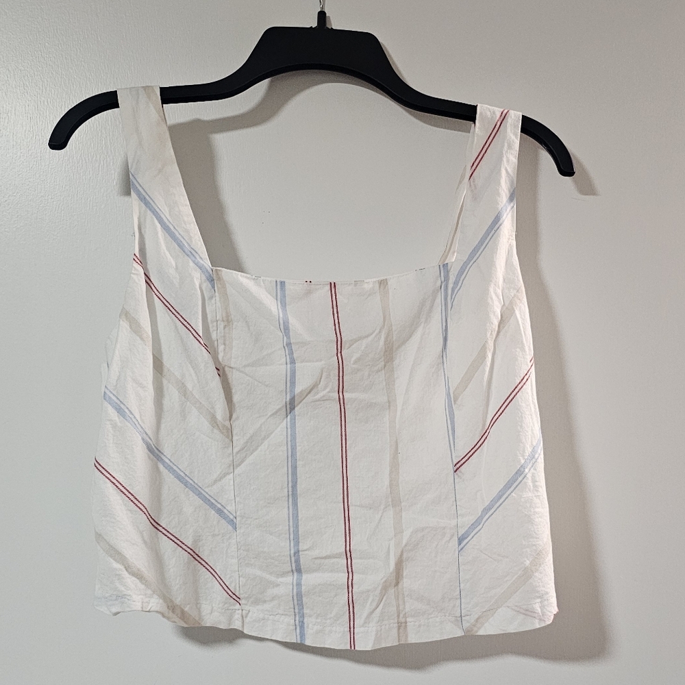 Maurices White Tank Top with Red and Blue Stripes
